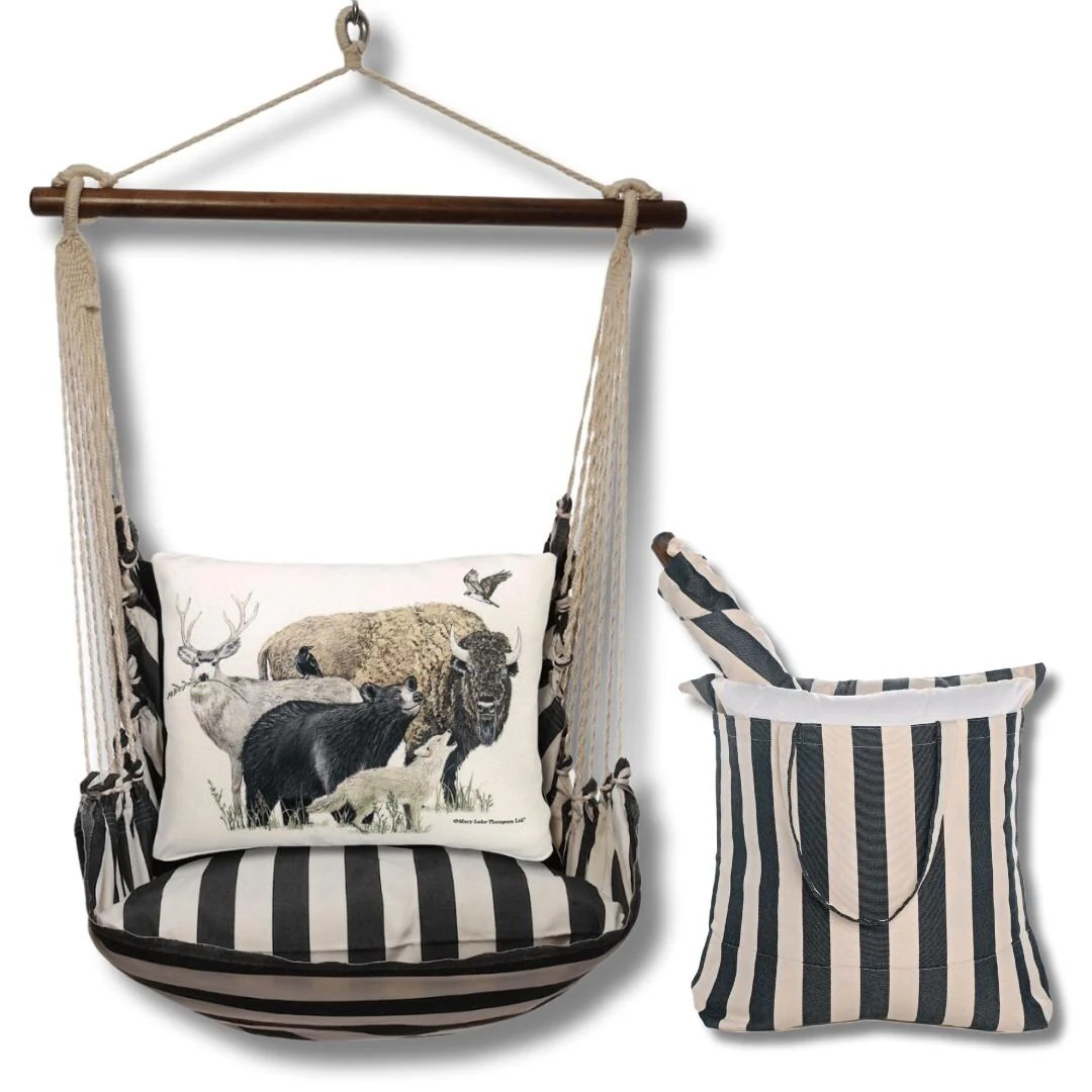 Magnolia Casual Swing Set 4 piece - True Black Stripe w/ Wild Animals