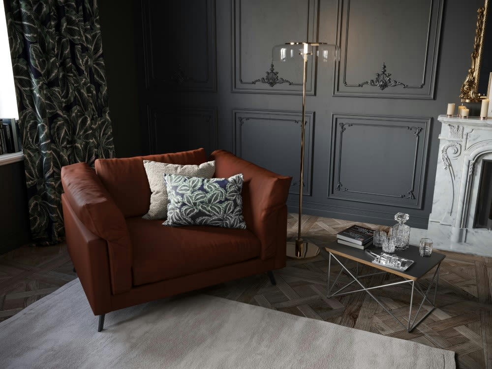 CAMILLE - Fauteuil 1 place XL en cuir cognac