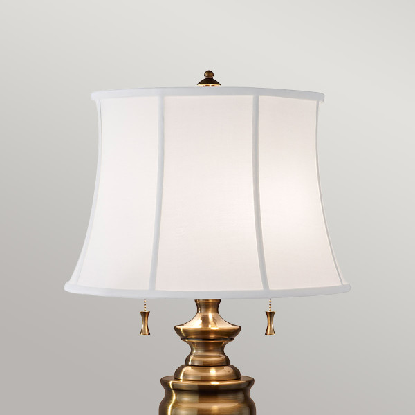 Lampa stołowa z abażurem ciepły mosiądz-biała Stateroom 2xE27x60WFeiss