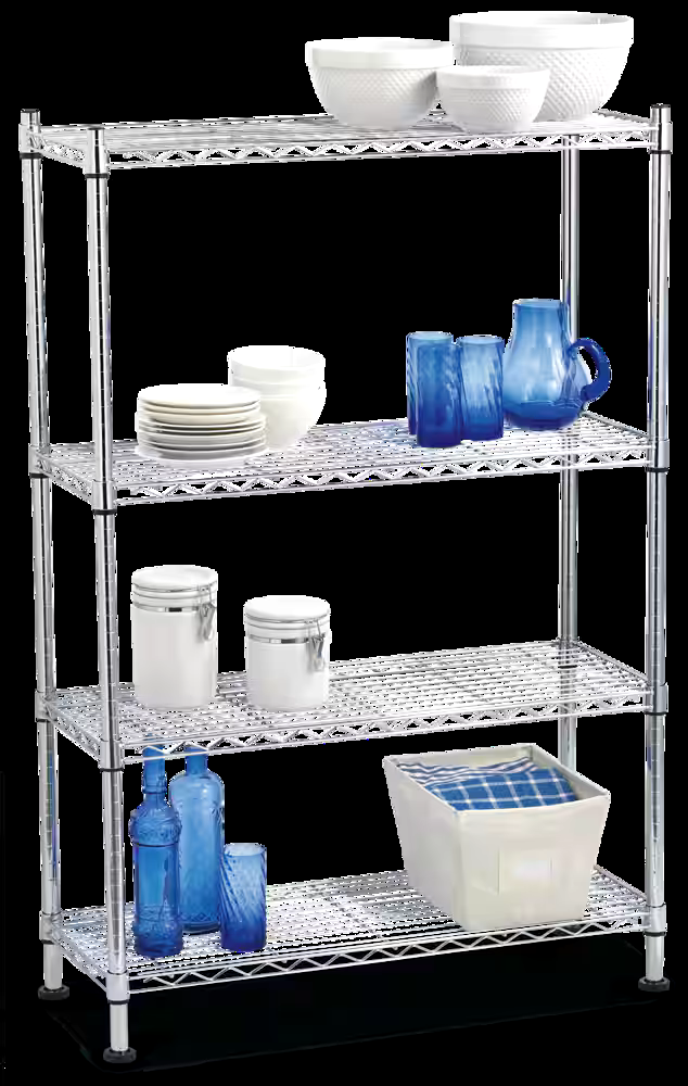 For Living Metal 4-Tier Adjustable Wire Shelving Storage Unit, Chrome