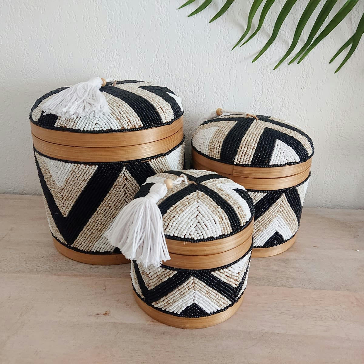 INDY - Boîte en bambou, multicolore D22 x H20 cm