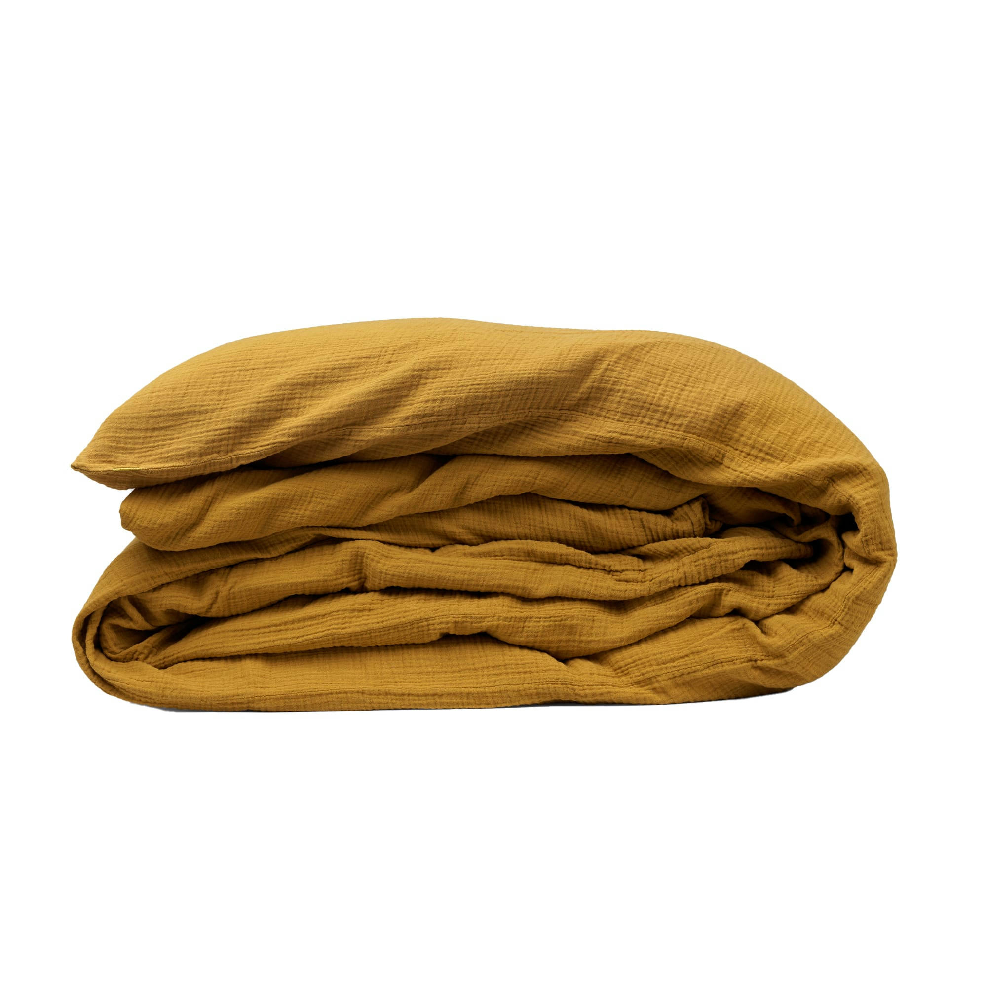 - Housse de couette en double gaze de coton jaune safran 220x240 cm