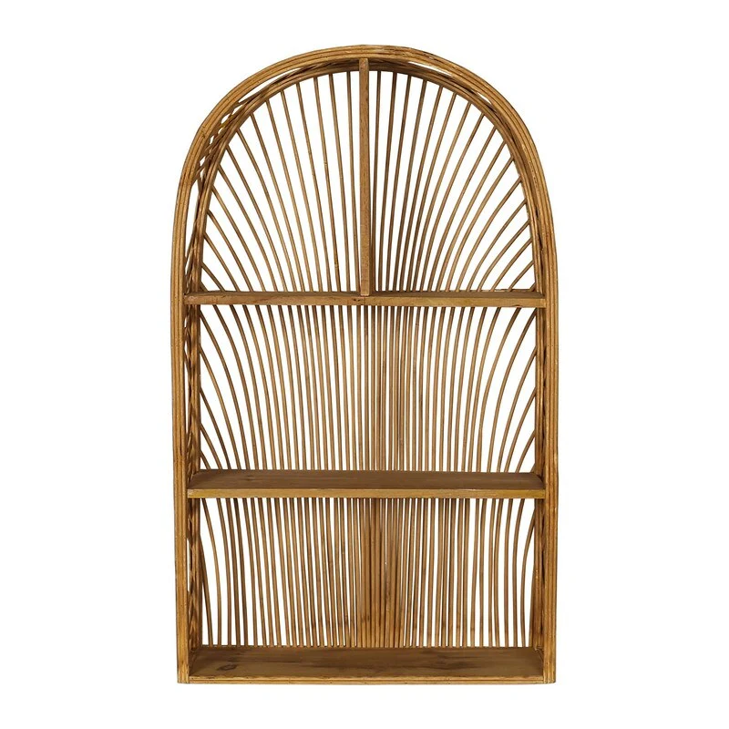 Harmony Arch Rattan Boho Tiered Wall Shelf - 28H x 16.5W x 6D