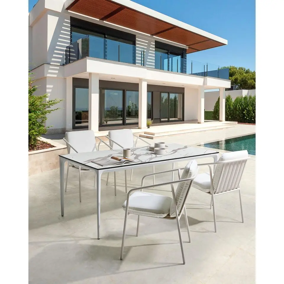 ASCIANO - Tuinstoel set van 4 - Wit - Metaal/Aluminium