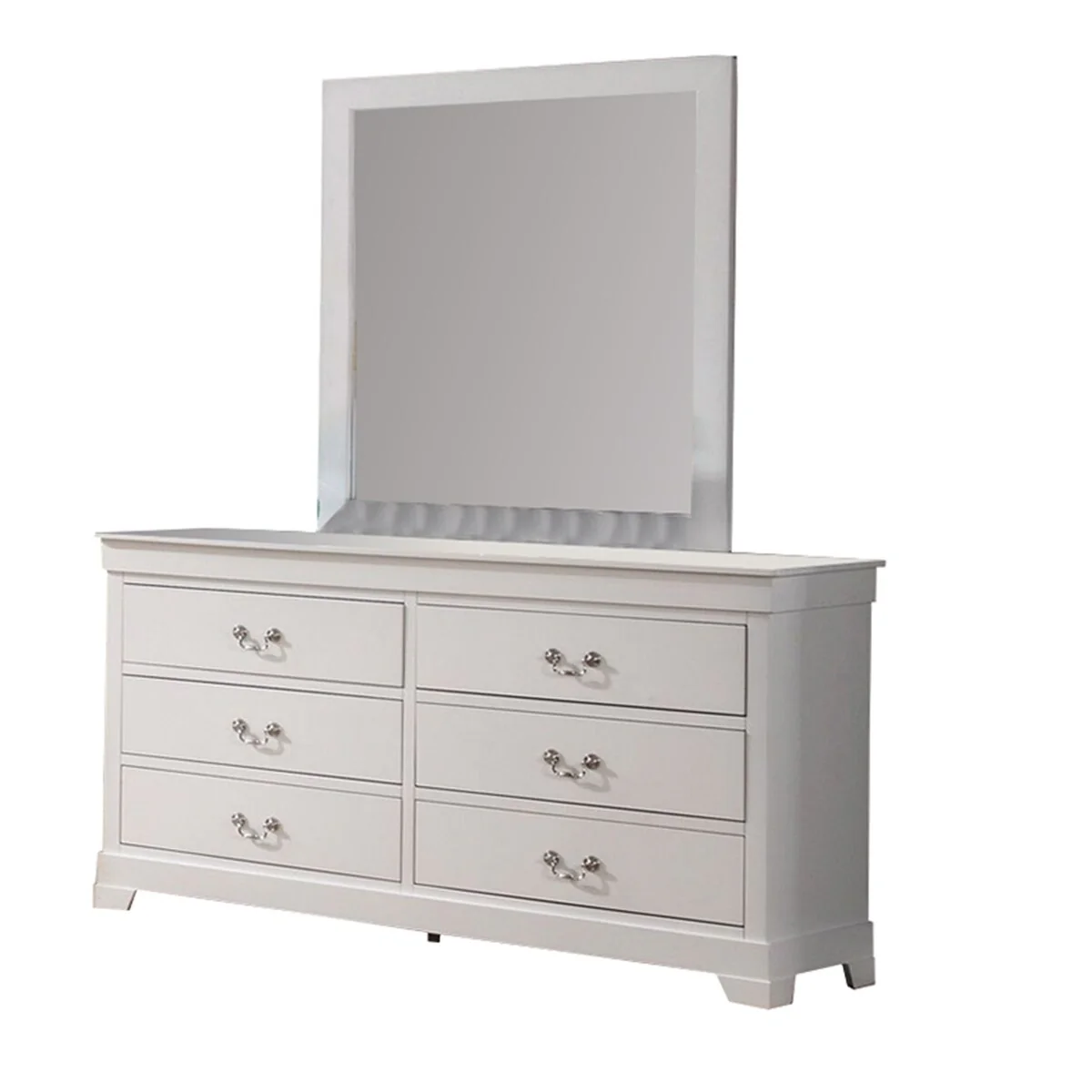 Traditional 5 Piece Wooden Full Sleigh Bedroom Set, White