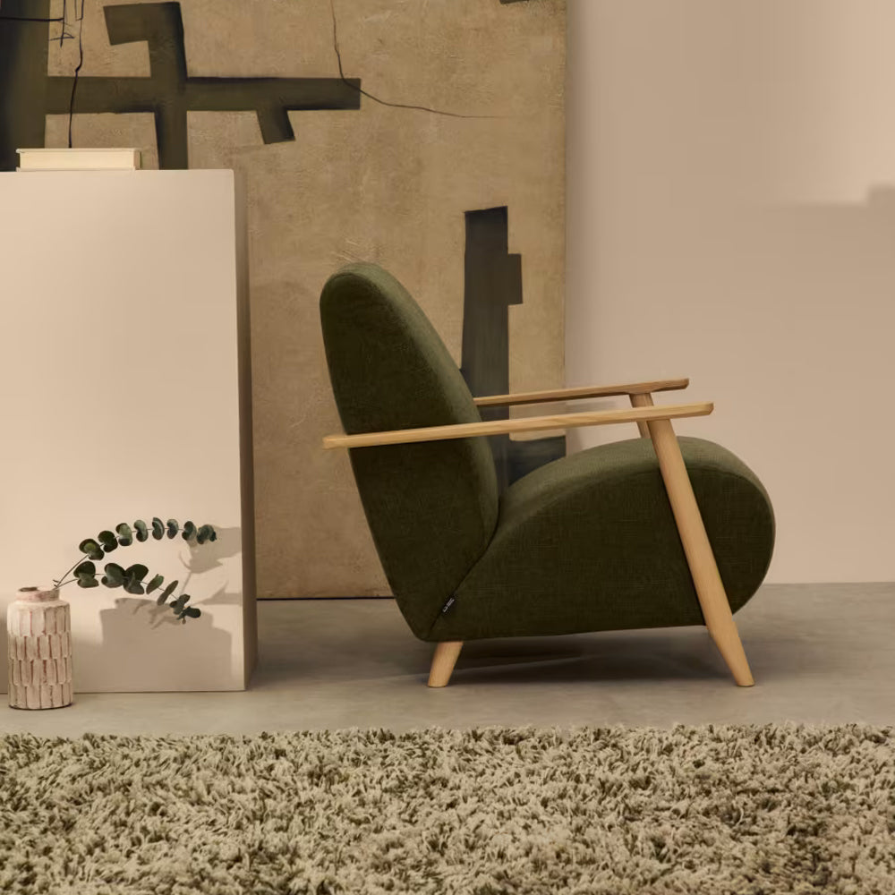 Kave Home Meghan Fauteuil - Groen / Naturel