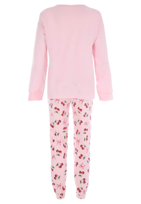 Older Girls Pink Cherry Long Pyjama Set