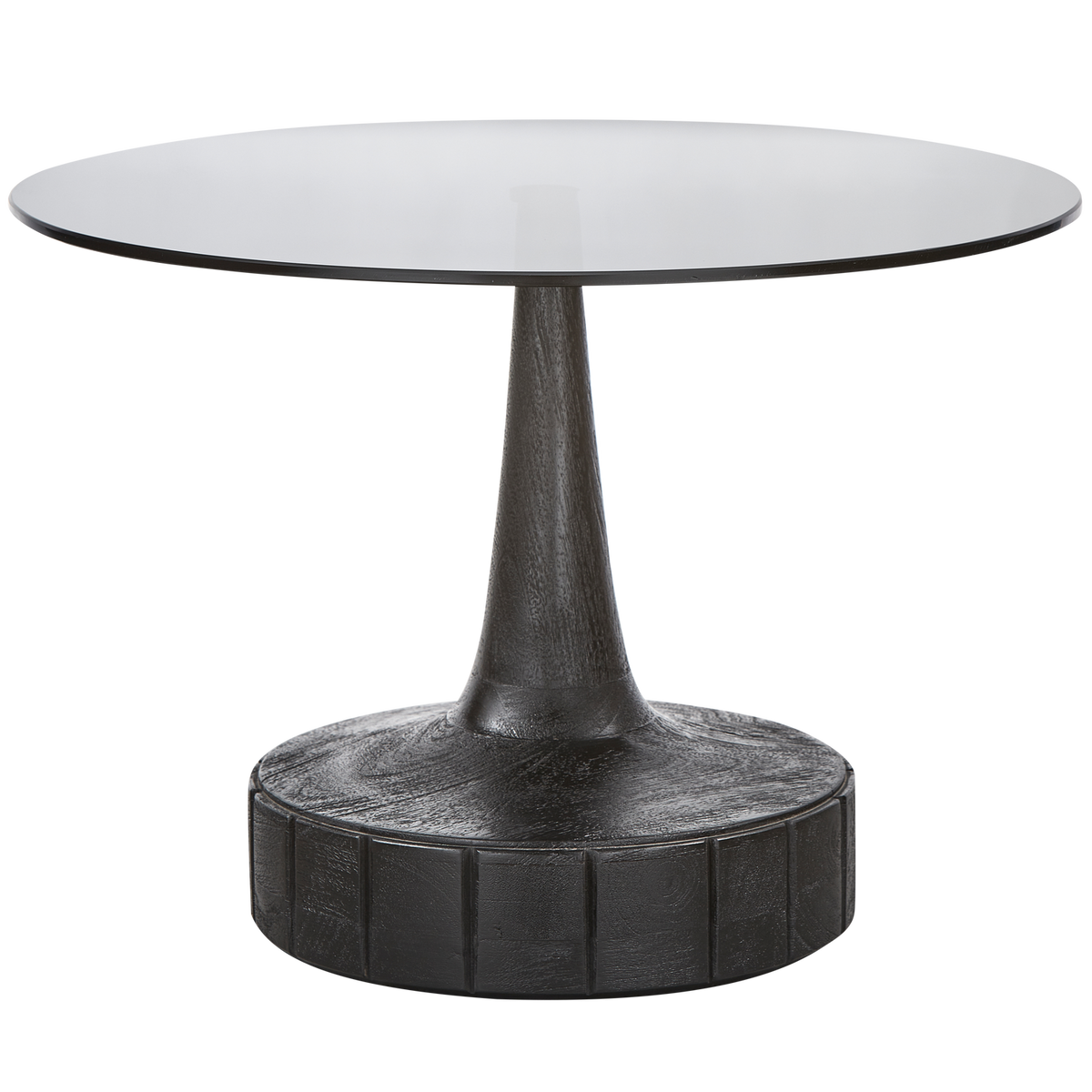 WOOOD bijzettafel Soya - Mango Hout/Glas - Zwart - 43x60x60