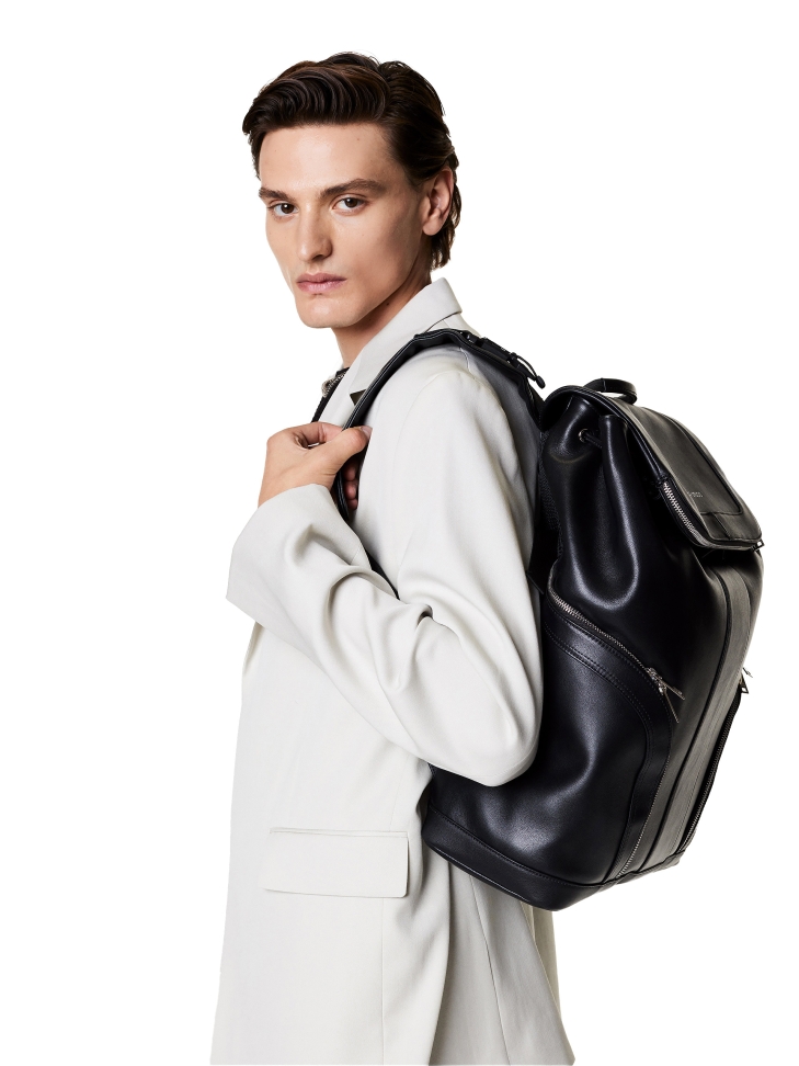 Leather backpack with laptop compartment