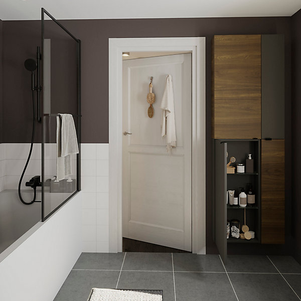 Kit de douche sans robinetterie avec douchette 3 jets   flexible   barre réglable noir GoodHome Cavally