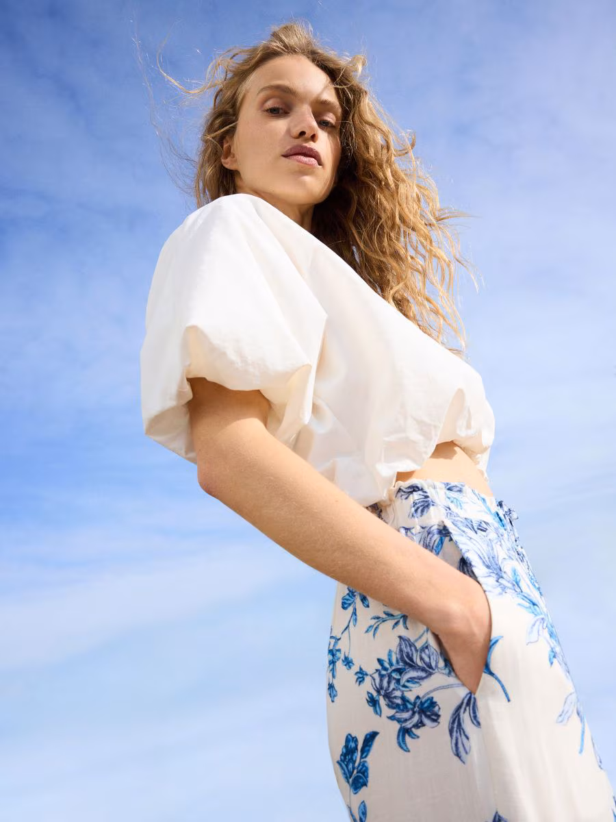 Patterned Viscose Trousers