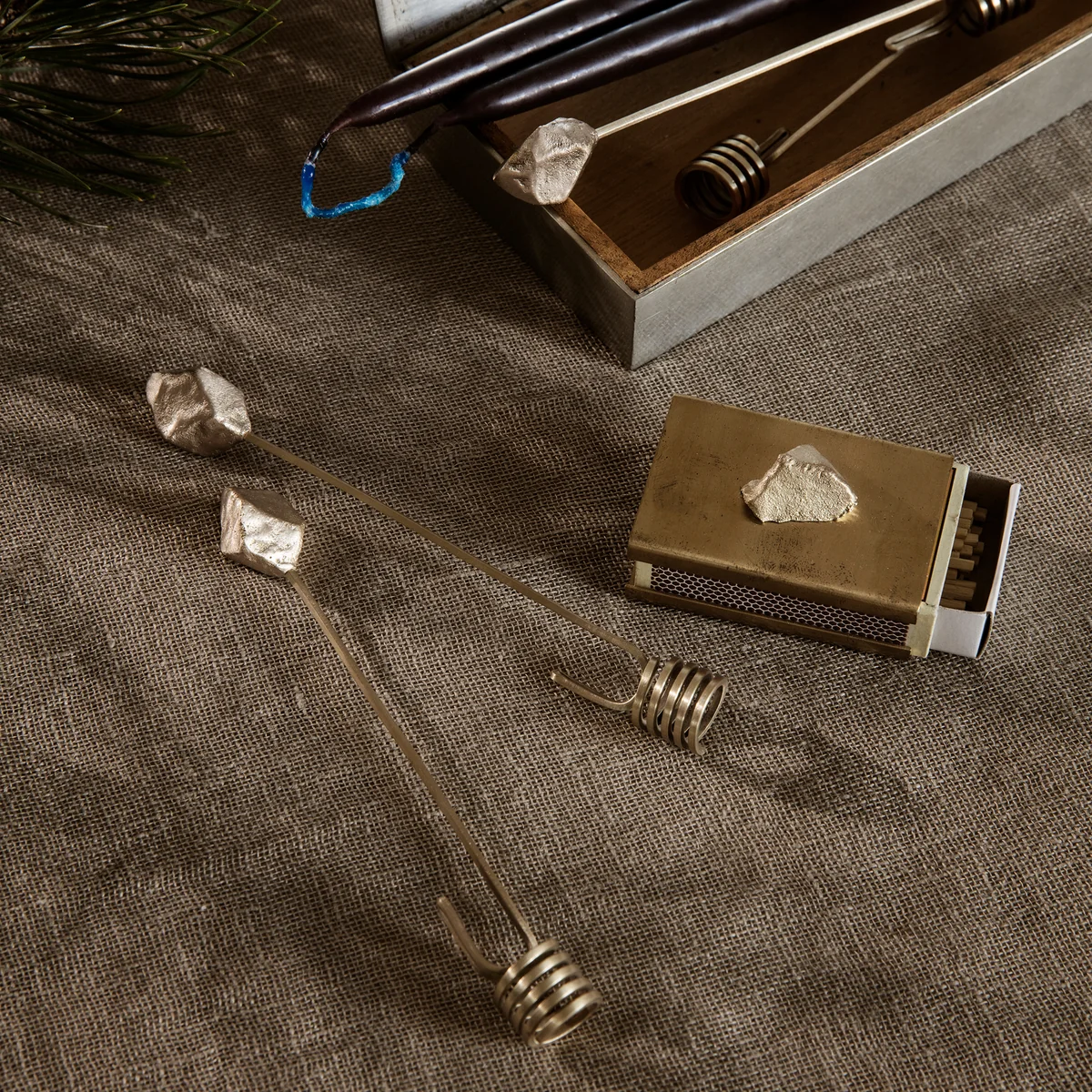 Ferm Living - Stone Christbaumkerzenhalter, Messing