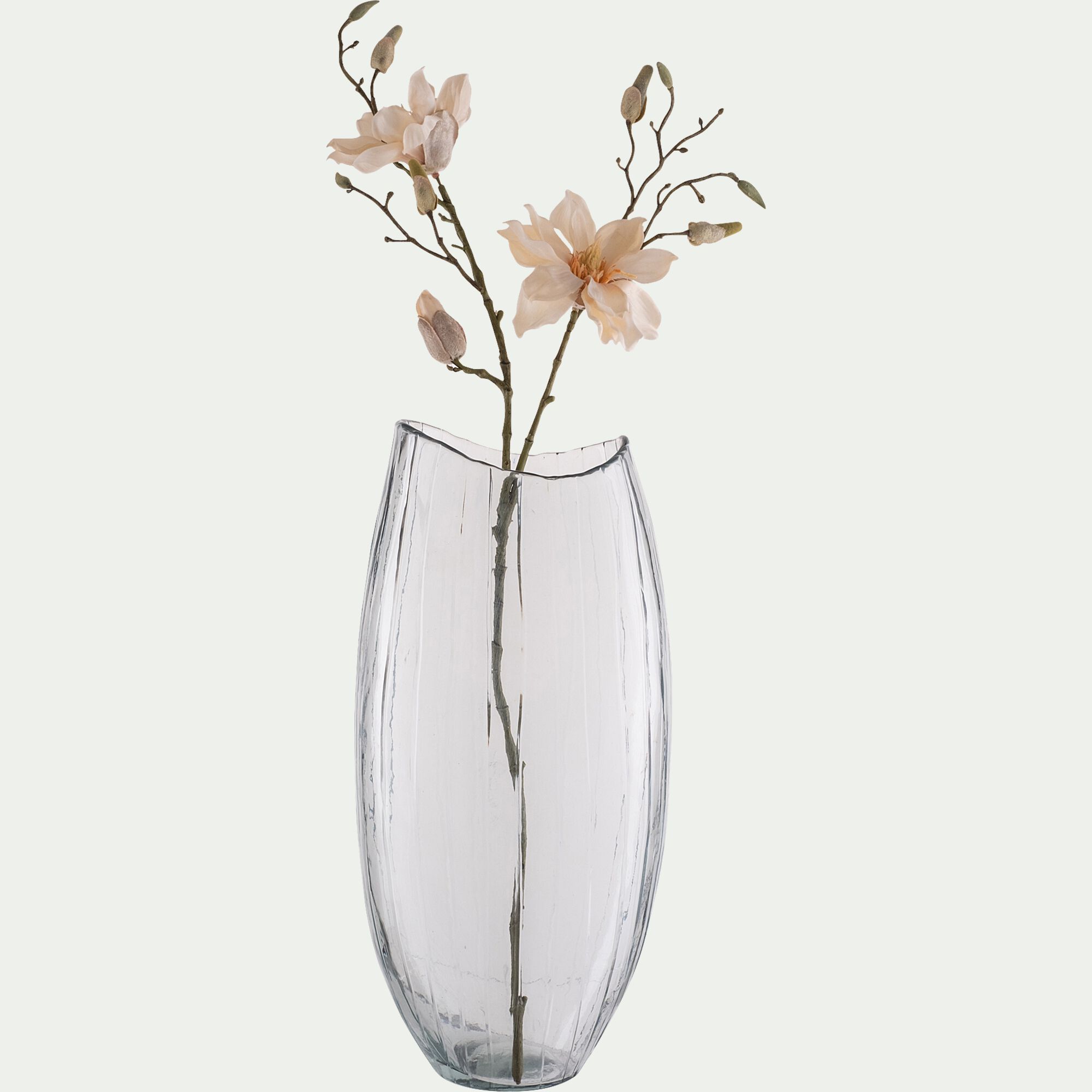 SEPTEMES - Vase ovale strié en verre H47cm - transparent