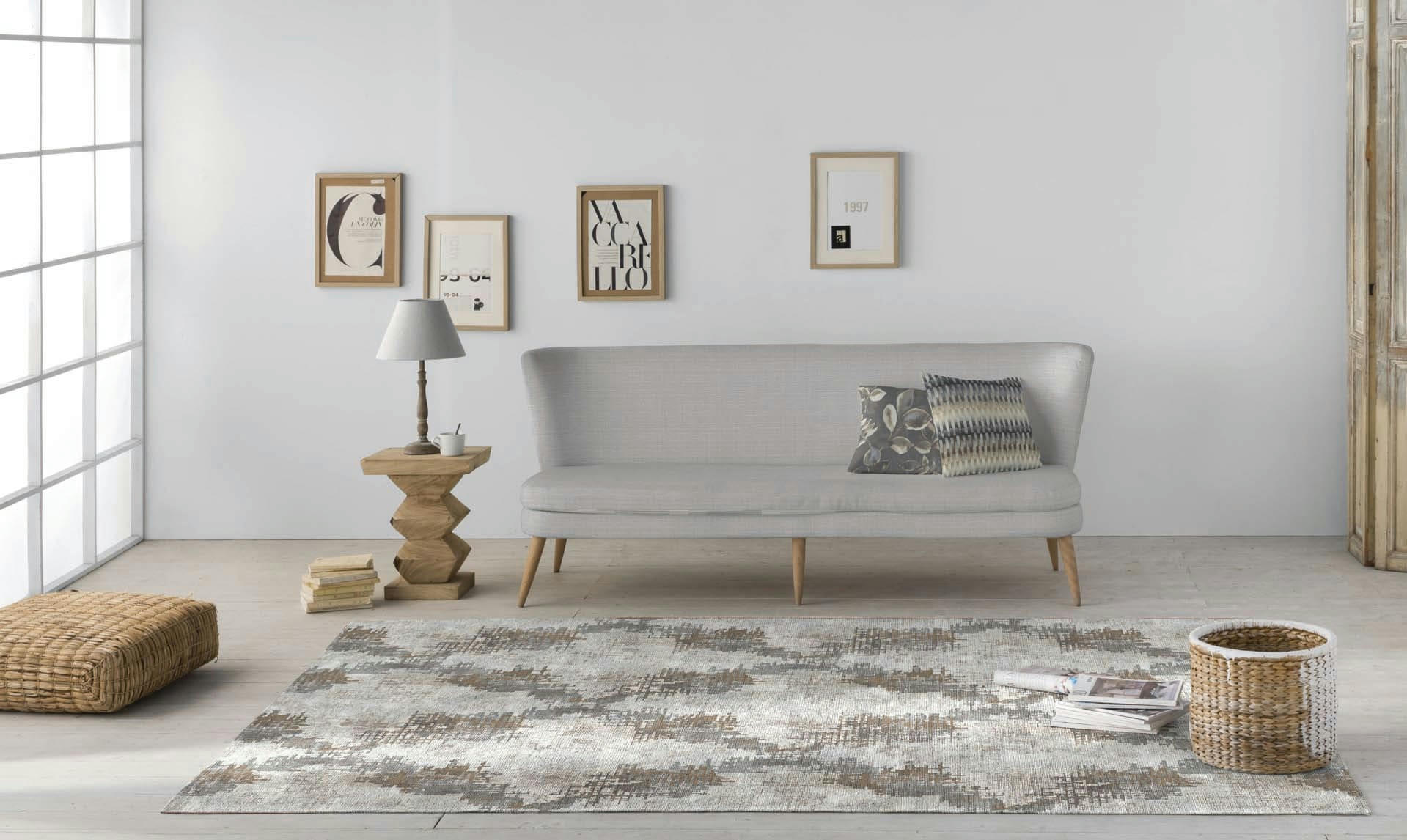 TIME - Tapis décoratif en coton en impression digital gris 160x230 cm