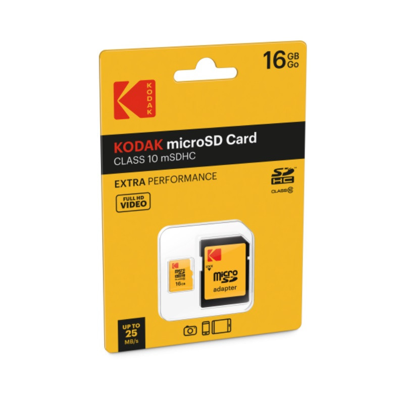 Carte micro SD Class 10 avec adaptateur 16 GB KODAK