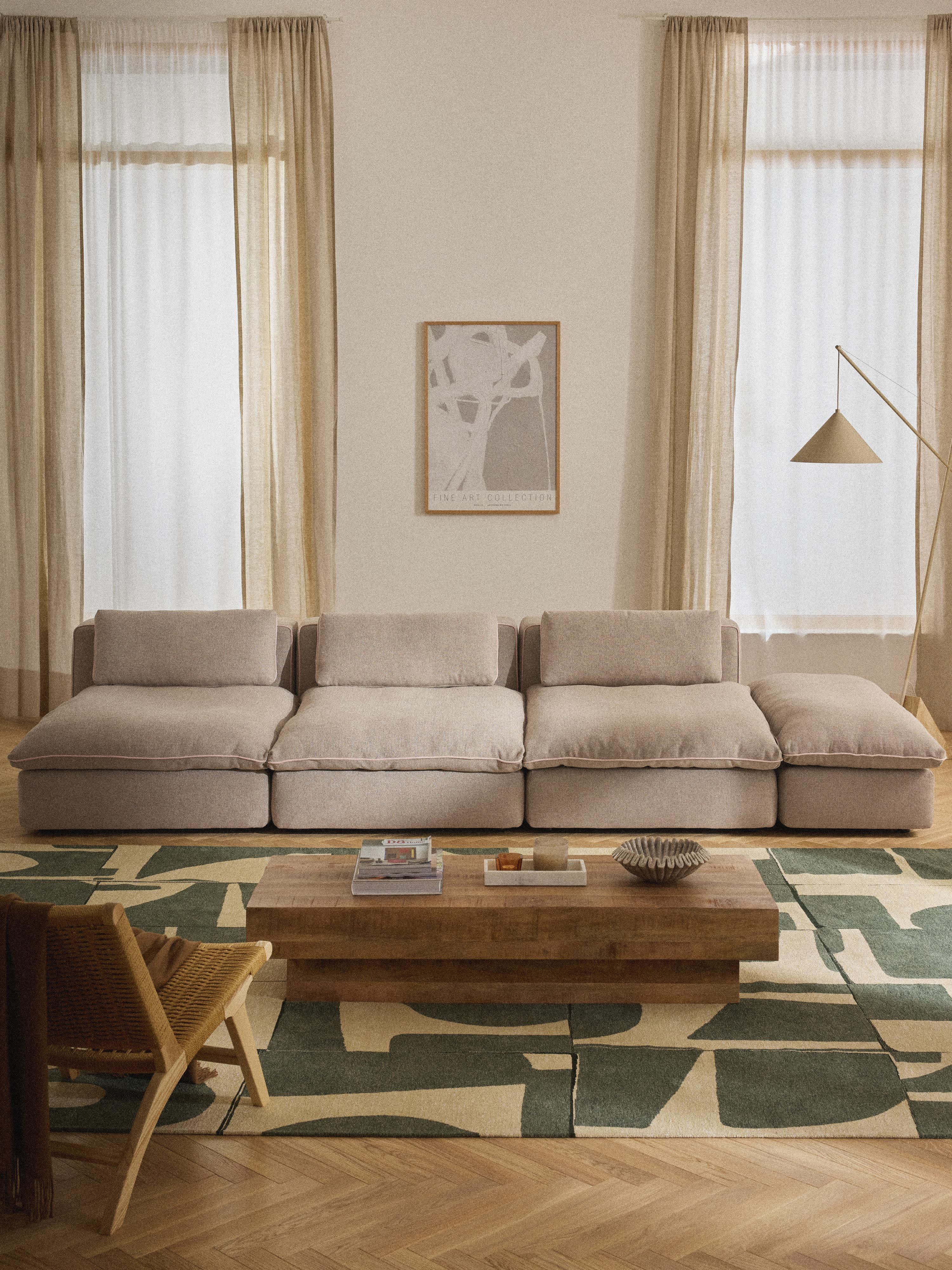 Modulares XL-Sofa Felix (3-Sitzer) mit Hocker