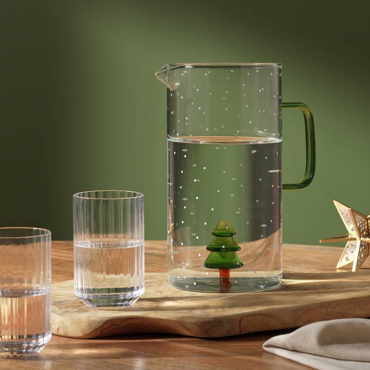 Habitat 3D Xmas Tree Glass Jug - White