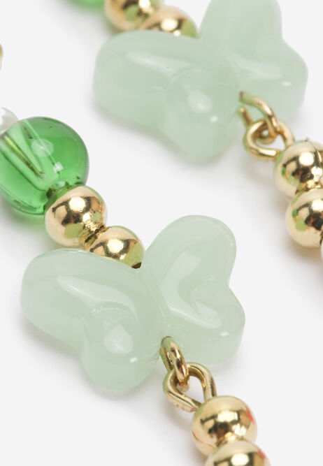 Womens Green Butterfly Drop Earrings