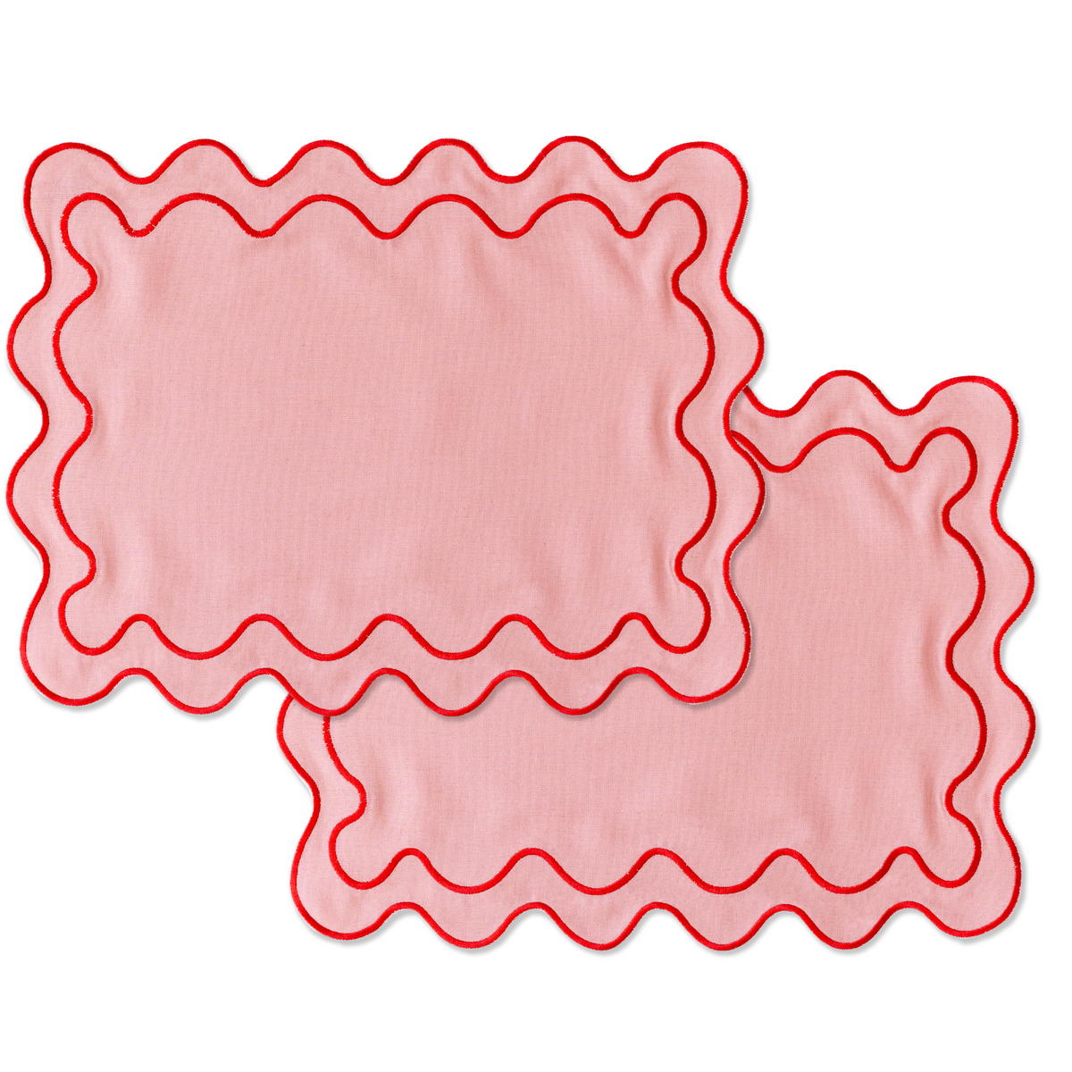 Kulu Club placemats Wavy - linnenmix - roze - set van 2