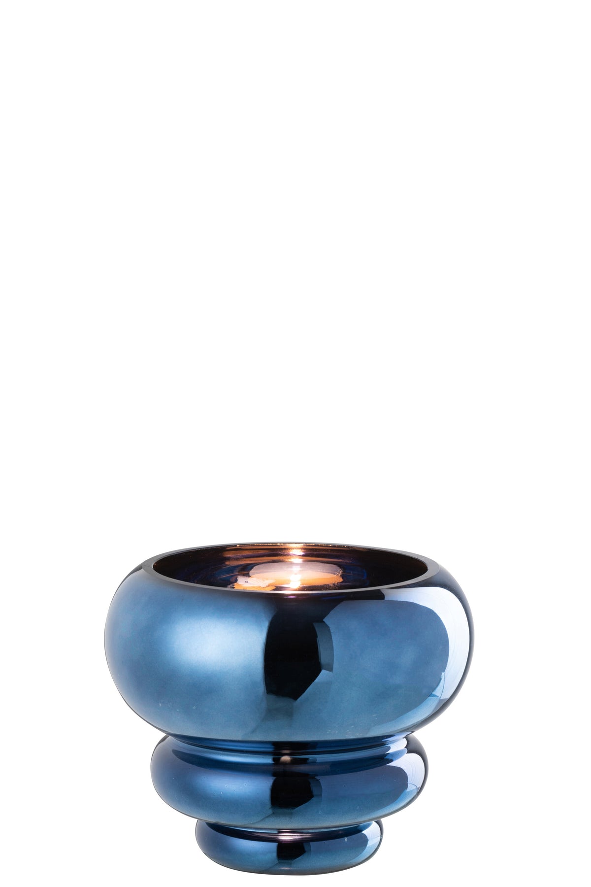 J-Line theelichthouder/vaas Julia - glas - blauw