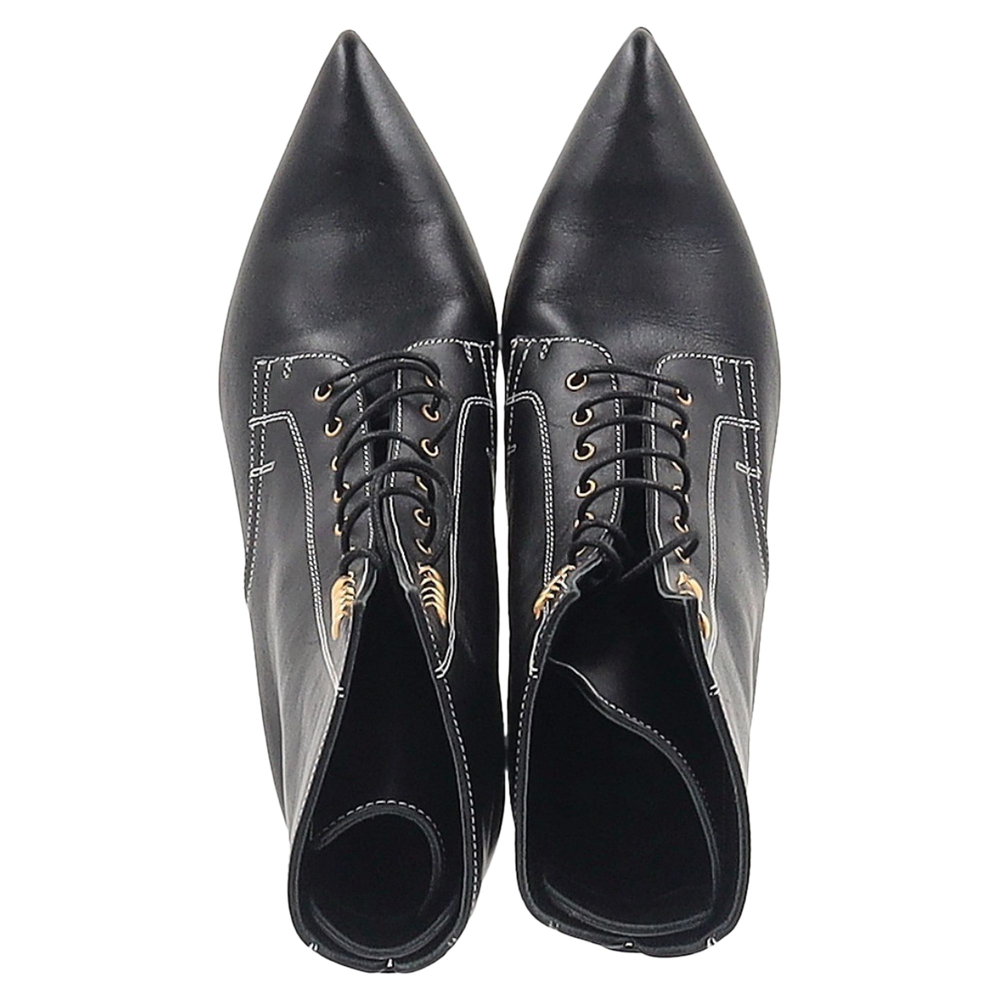 LOEWE Preloved Ankle Lace-Up Boots in Black Leather