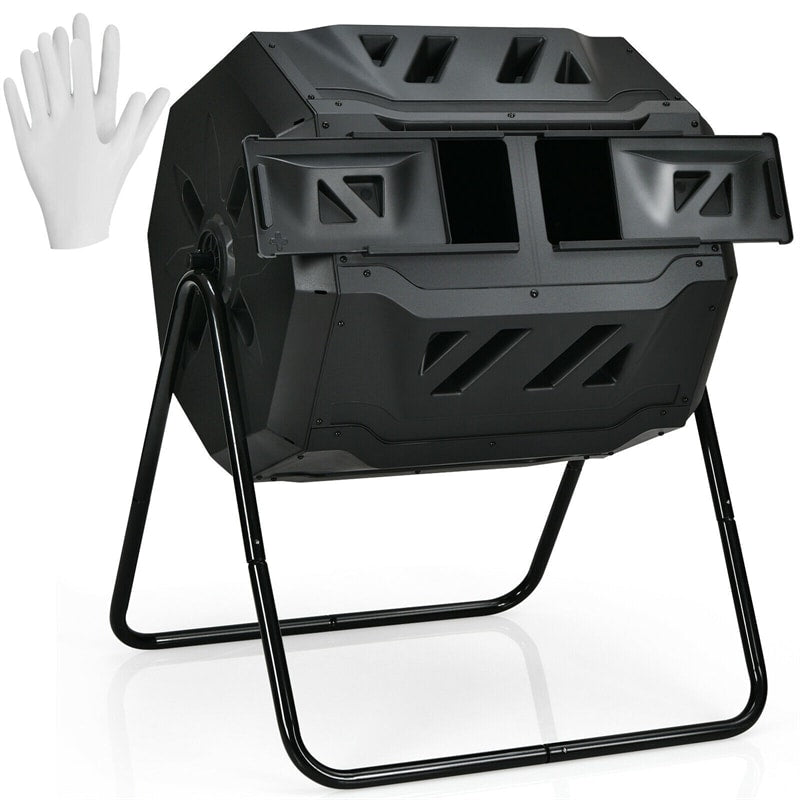 43 Gallon Outdoor Dual Rotating Chamber Compost Tumbler