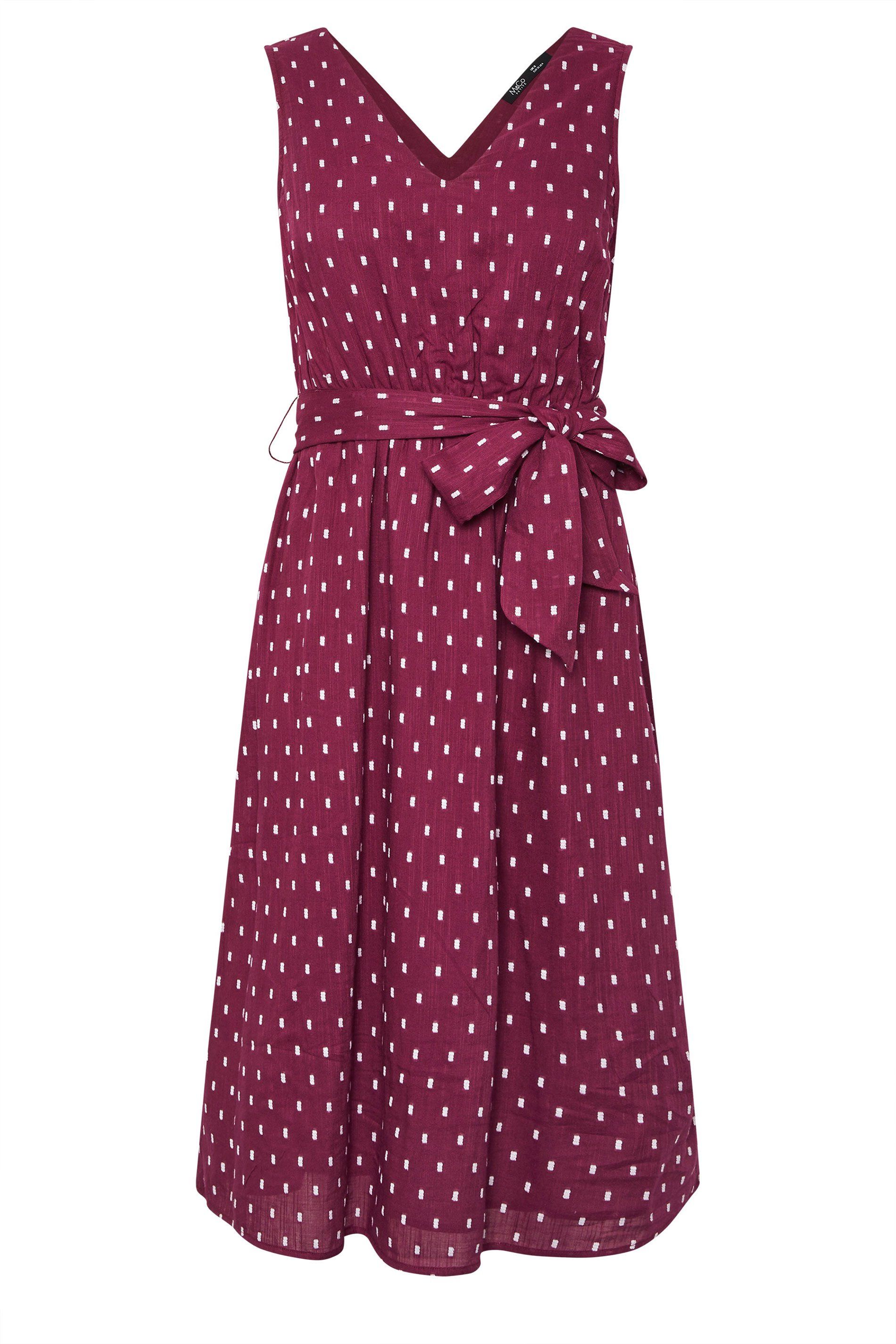 M&Co Petite Dobby Tie Waist Midi Dress
