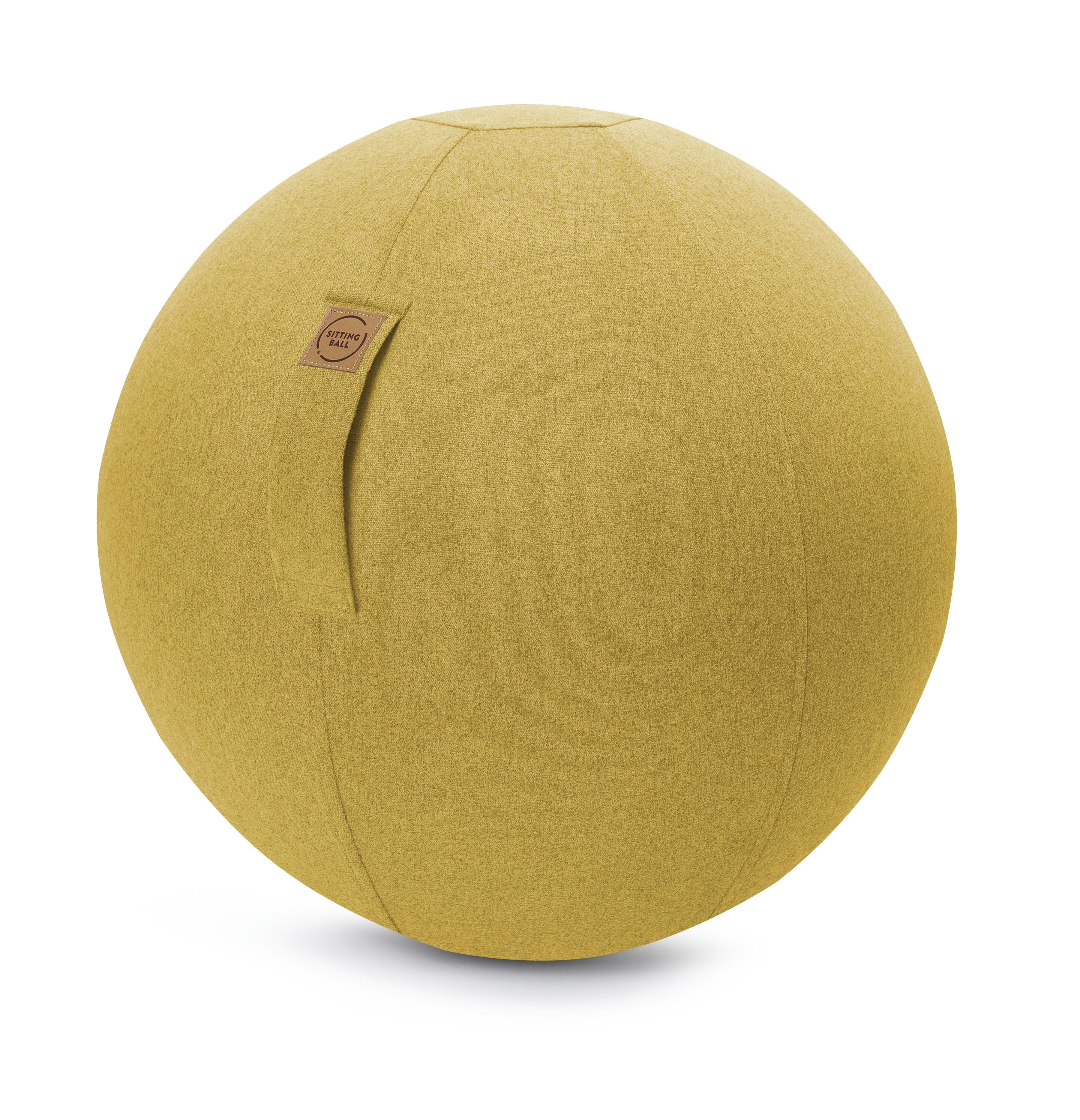 FELT - Balle d'assise aspect feutrine moutarde avec poignée polyester D65