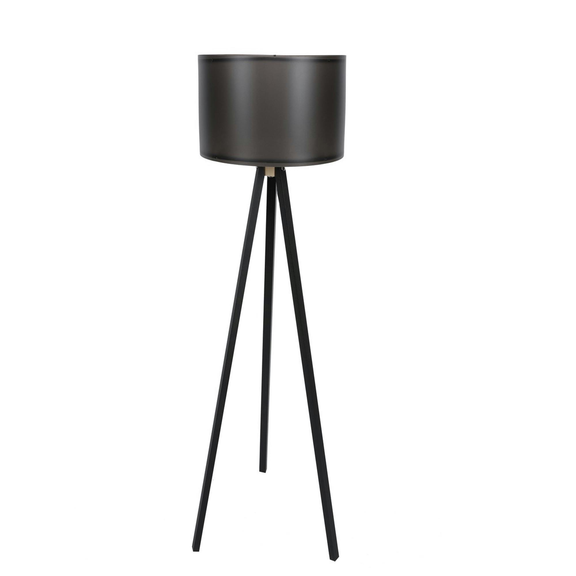 Lampadaire de salon noir avec trépied, style moderne KILIS