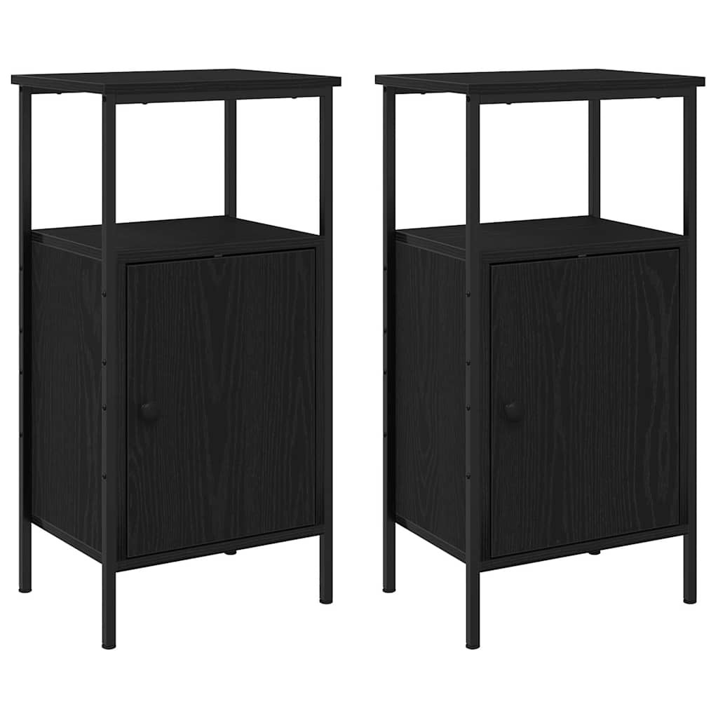 2x Szafka Nocna Czarna Komoda Stolik Półka Nocna Do Sypialni 41 x 31 x 80