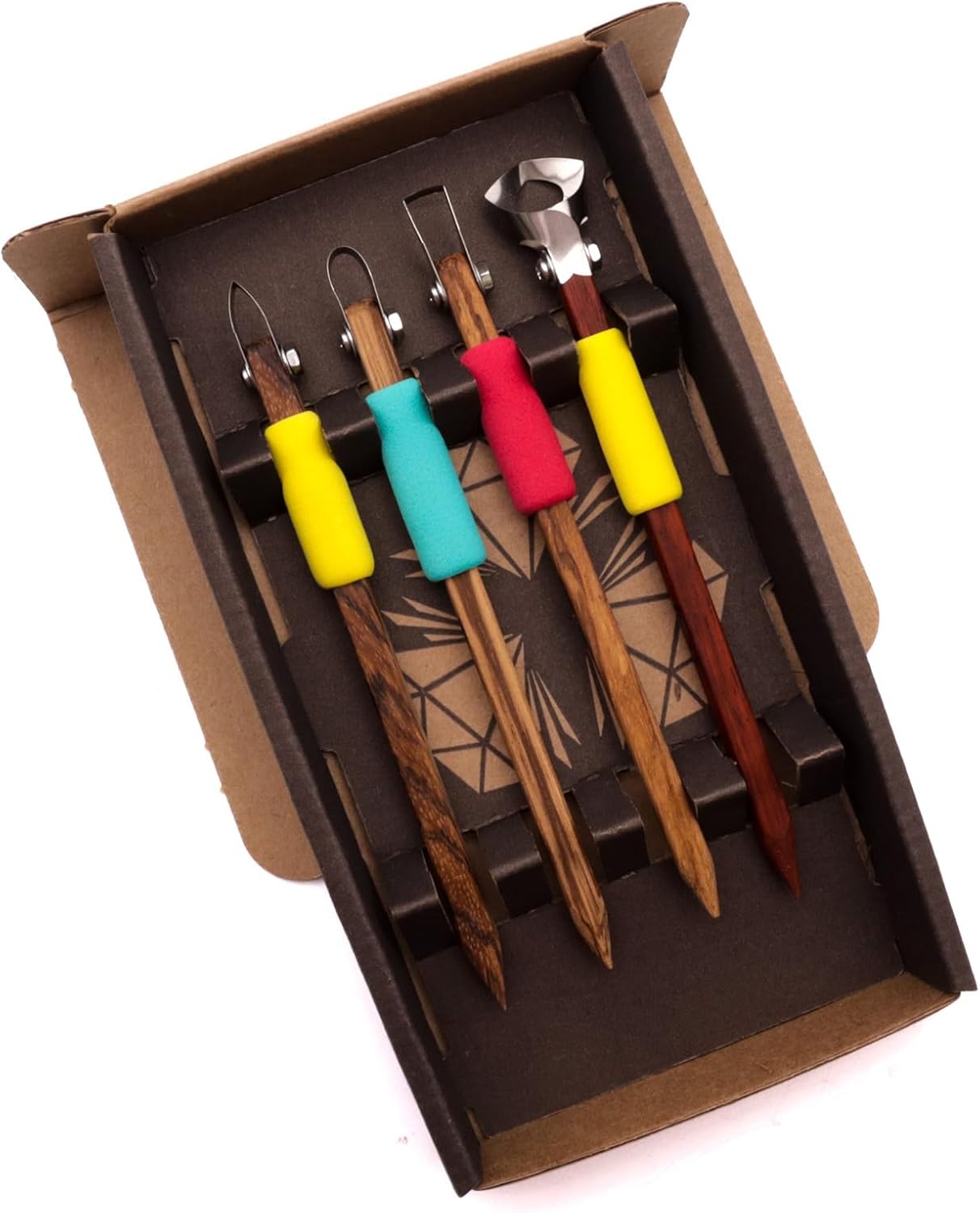 The Original DiamondCore Tools: 4-Pack Pottery Carving Tool Set ‚ P1, P2, P5, X1, Clay Carving, Ceramic Sculpting, Sgraffito, Relief Fluting (Set 1)