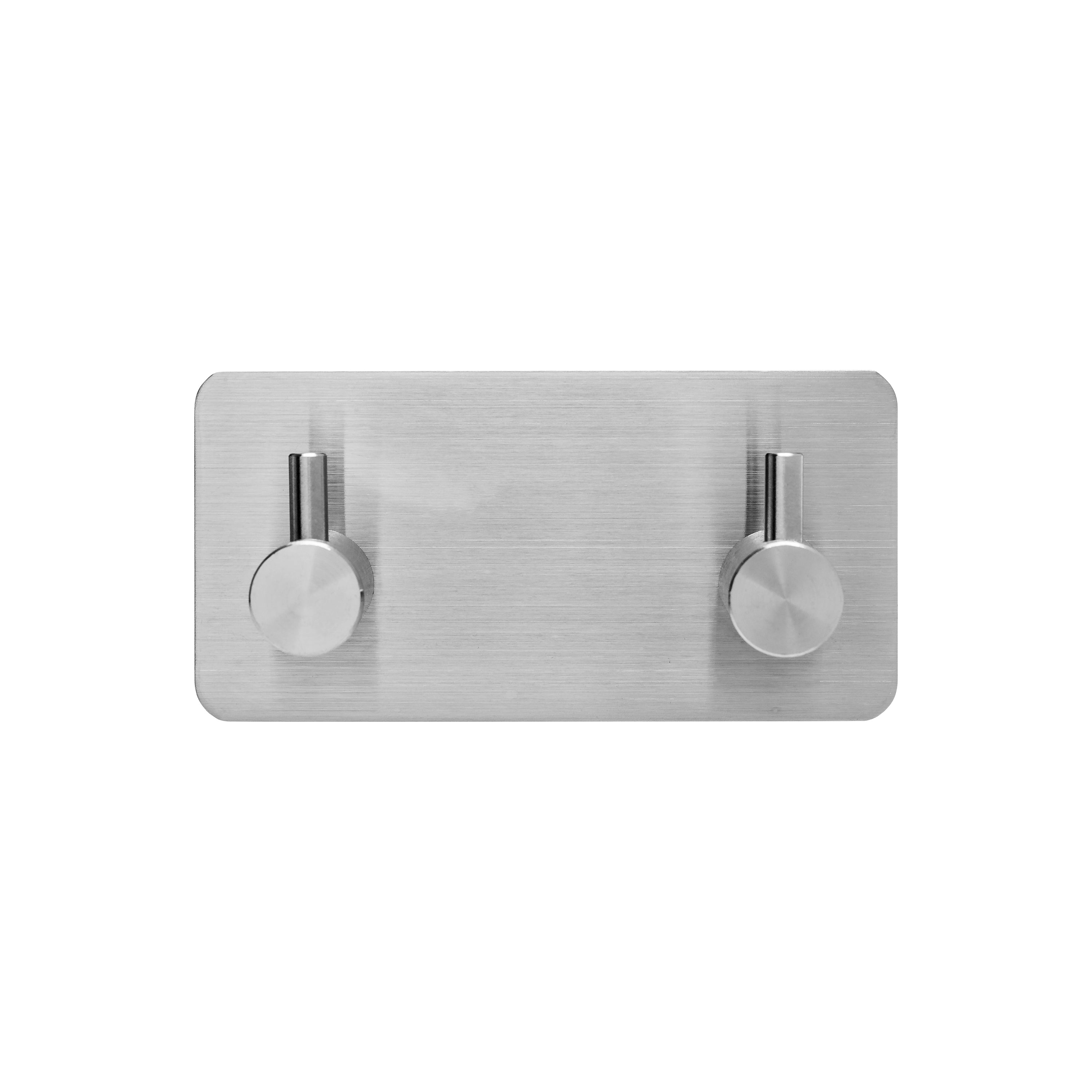 XIVADA Handdoekhaken Duo - Rvs - Plakstrip - Zilver - 2 in 1