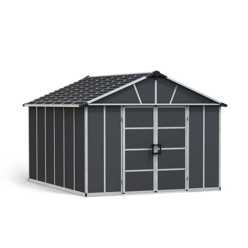 Abri de jardin en résine Yukon gris 3,32 x 3,95 x 2,52 m CANOPIA