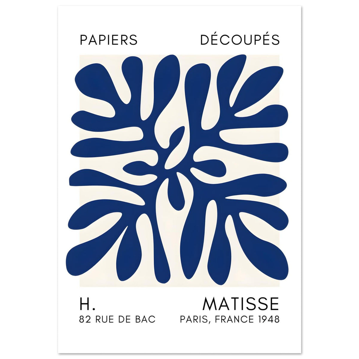 Artfulprints Poster Matisse - Deep ocean navy blue II  - A4 21x29.7 cm - Blauw