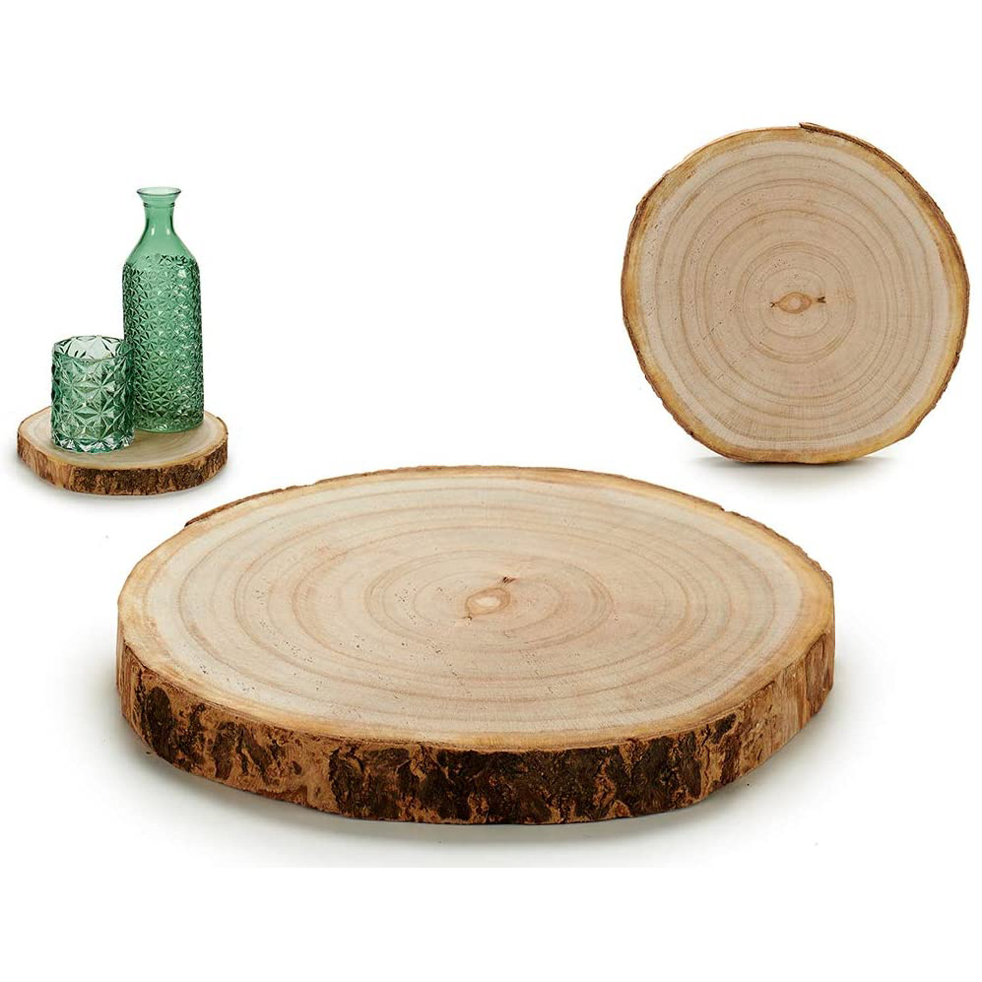 Base decorativa redonda em madeira 21cm