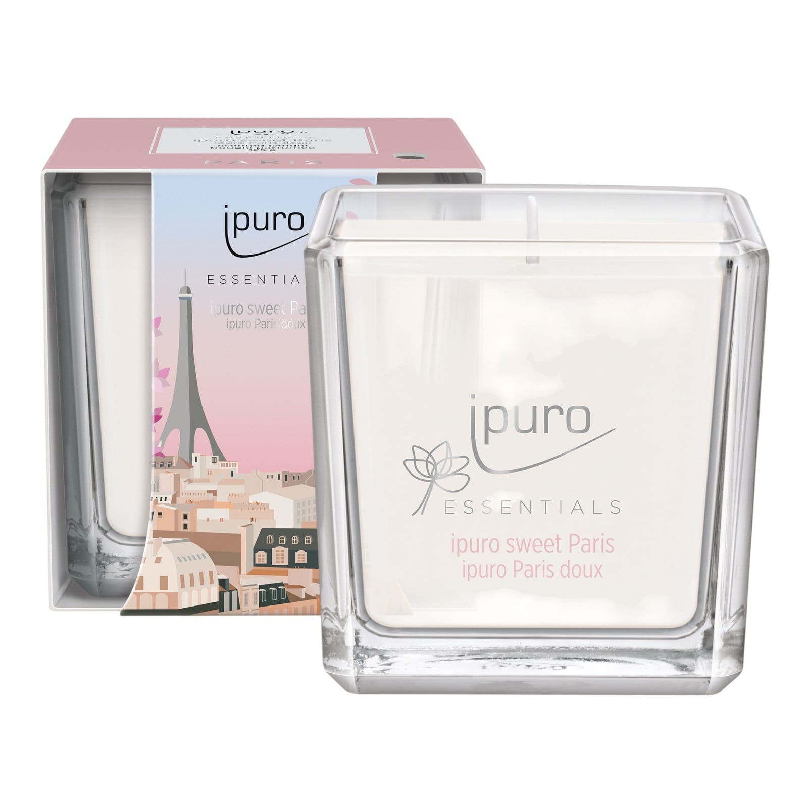 ipuro ESSENTIALS Duftkerze Sweet Paris Rosa, 0,125 kg