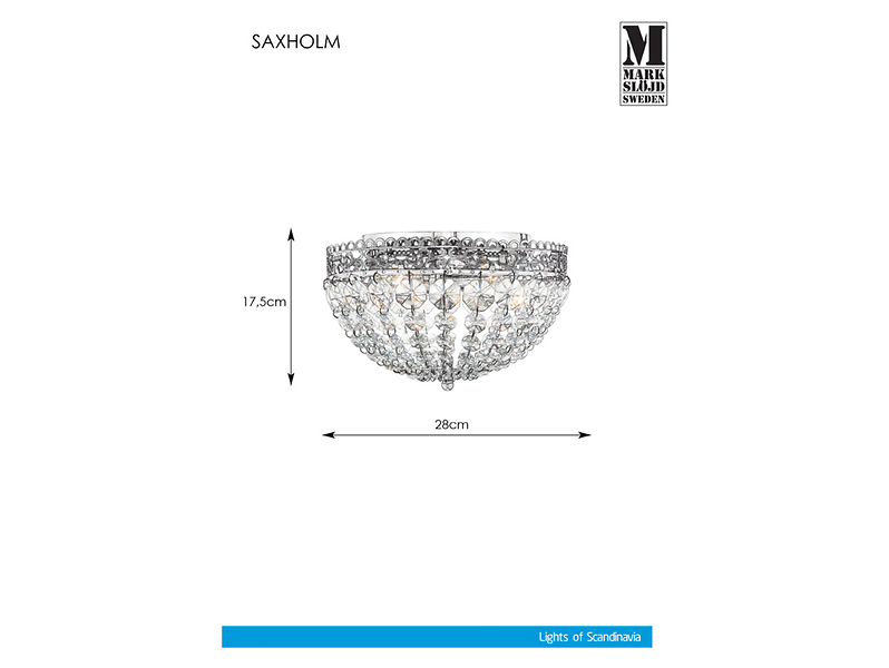Lampa sufitowa Saxholm 3-punktowa metalowa srebrna