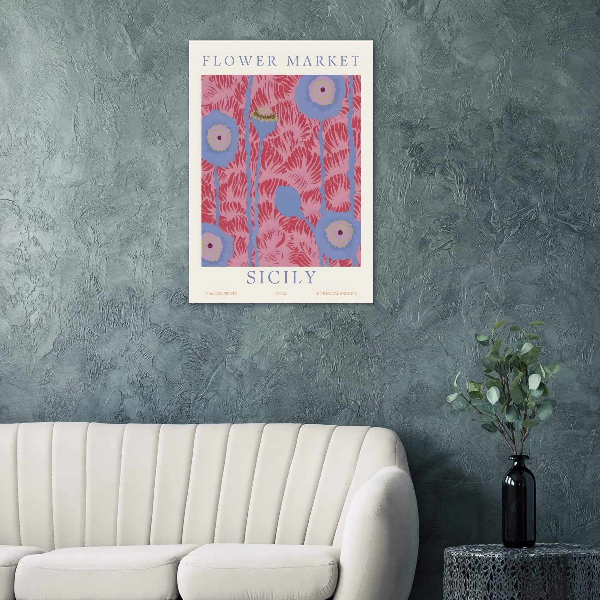 Artfulprints Flower market - Sicily  poster 70x100 cm