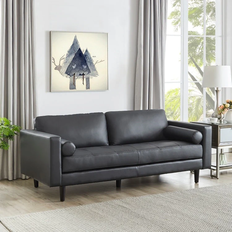 Genuine Mid-Century Leather Sofa Couch for Living Room Luxury Couch Sofa Furniture for Home Office Bedroom