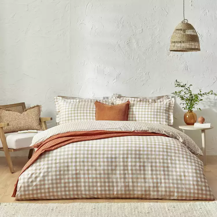 Yard Barton Cotton Check Biscuit Bedding Set - Double