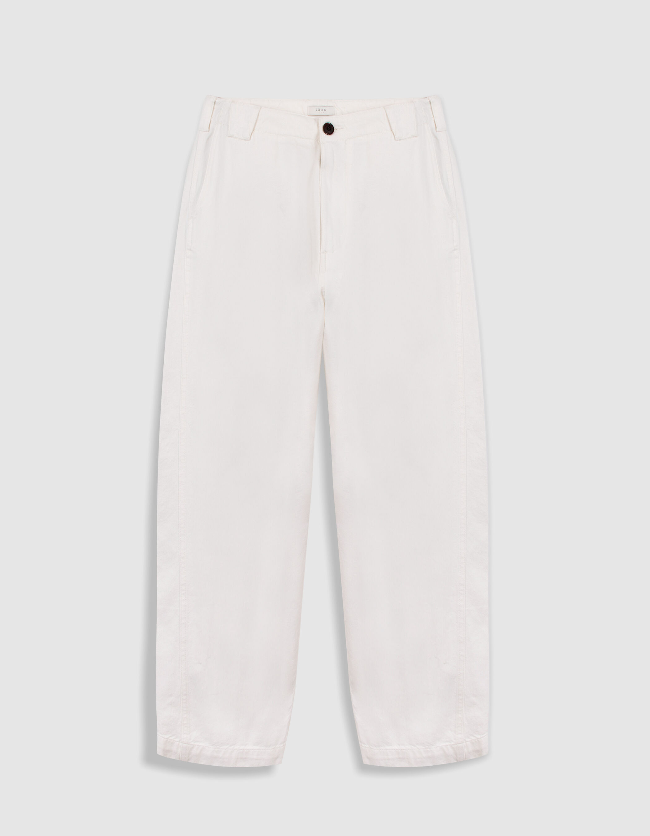 Jean barrel blanc patte ajustable dos Homme