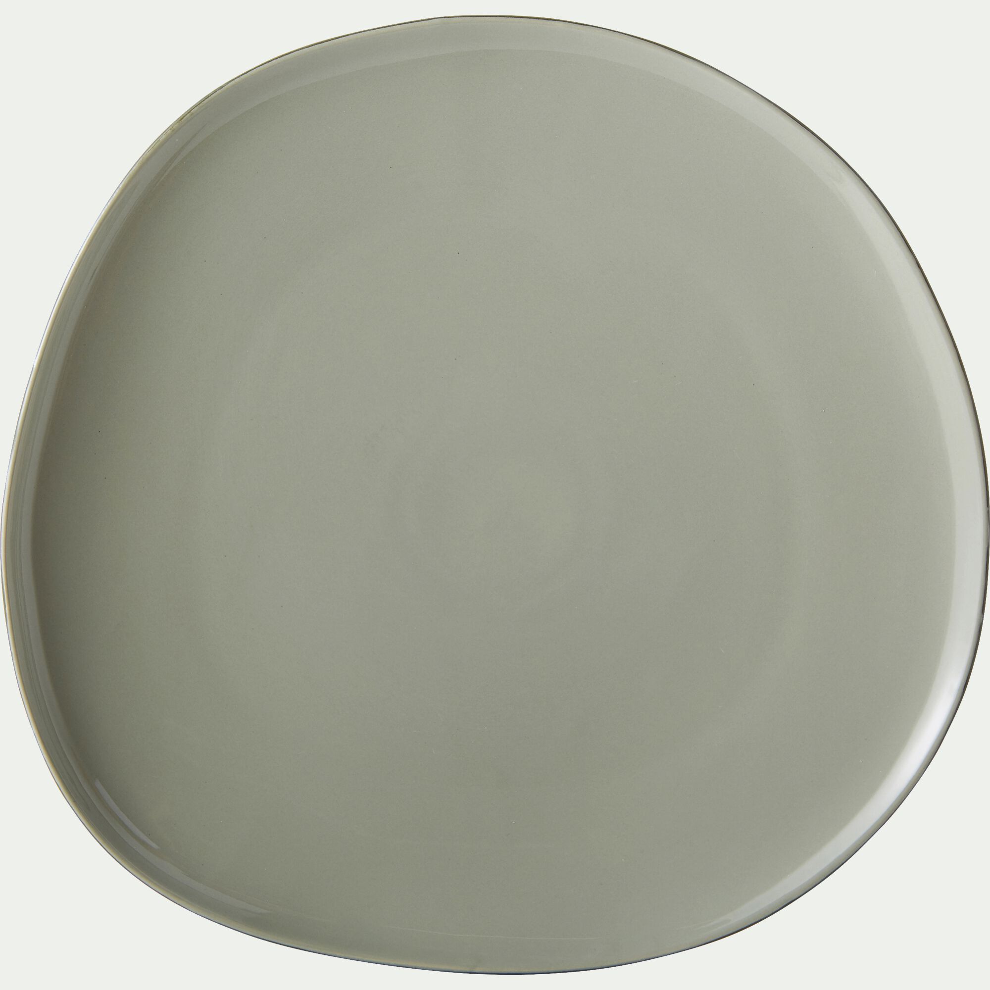 KYMA - Assiette plate en grès D27cm - vert olivier