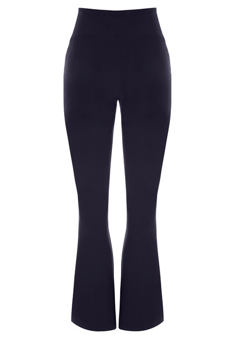 Womens Plain Navy Jersey Flare Leggings
