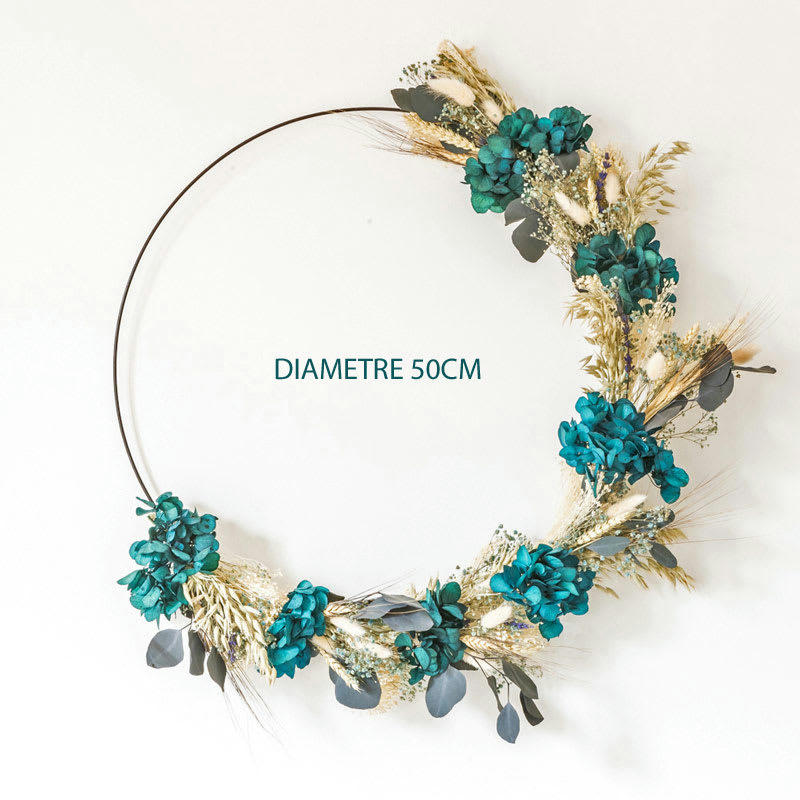 - Couronne murale de fleurs séchées Holly Diamètre 50 cm.