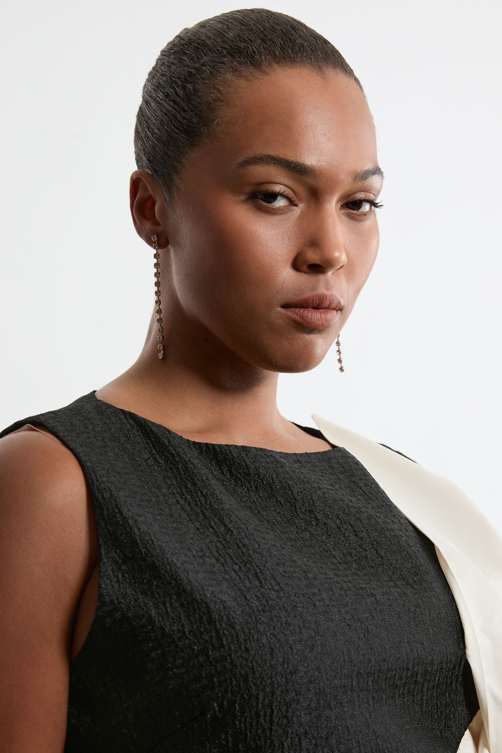 KarenMillen Plus Size Textured Tailored Contrast Taffeta Ruffle Maxi Dress