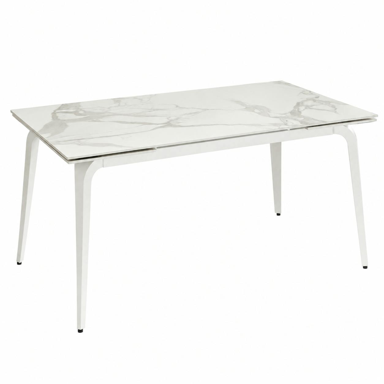 Table extensible céramique blanche marbrée 160-240 cm LORA