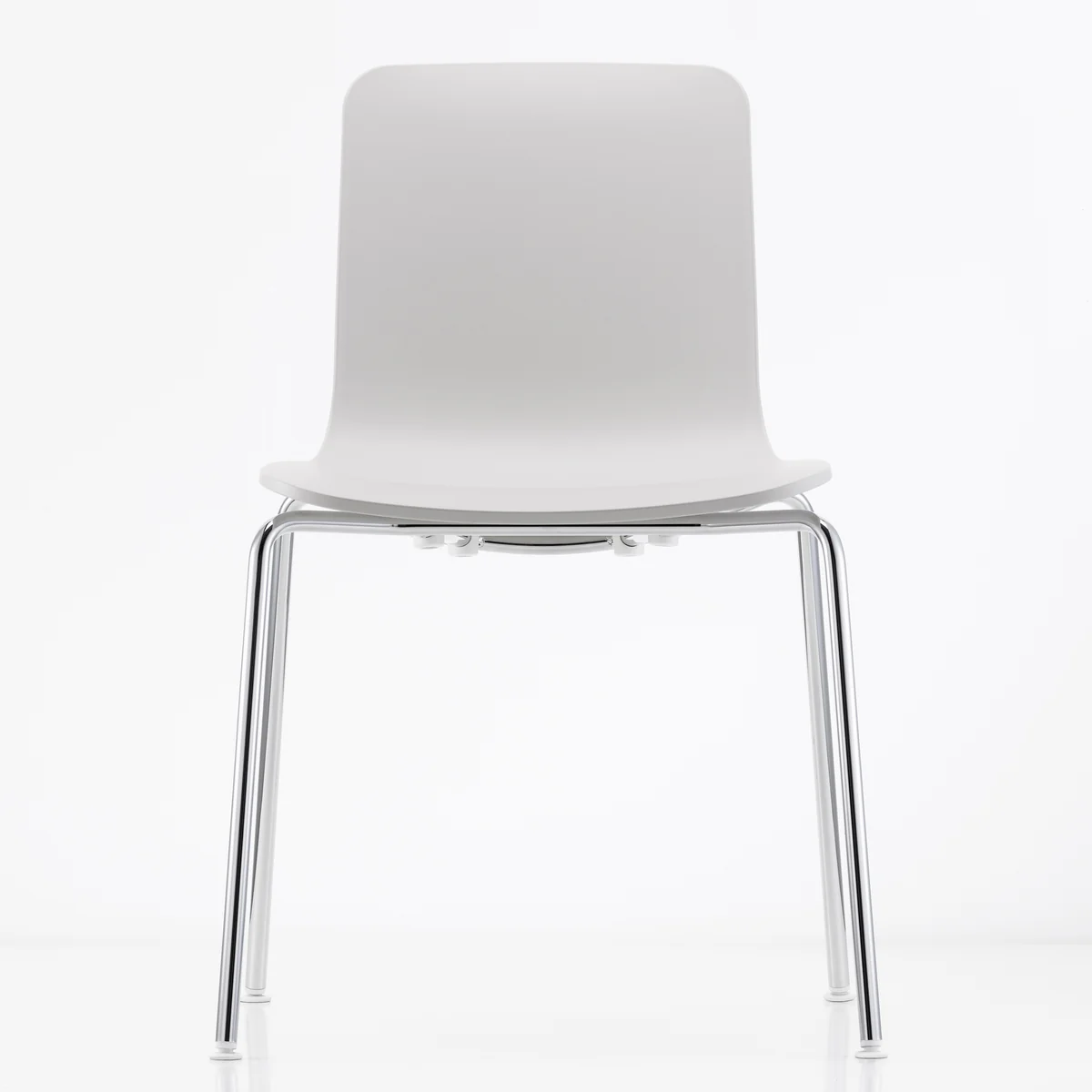 Vitra - Hal Tube RE Stapelstuhl, baumwollweiß / chrom / Kunststoffgleiter