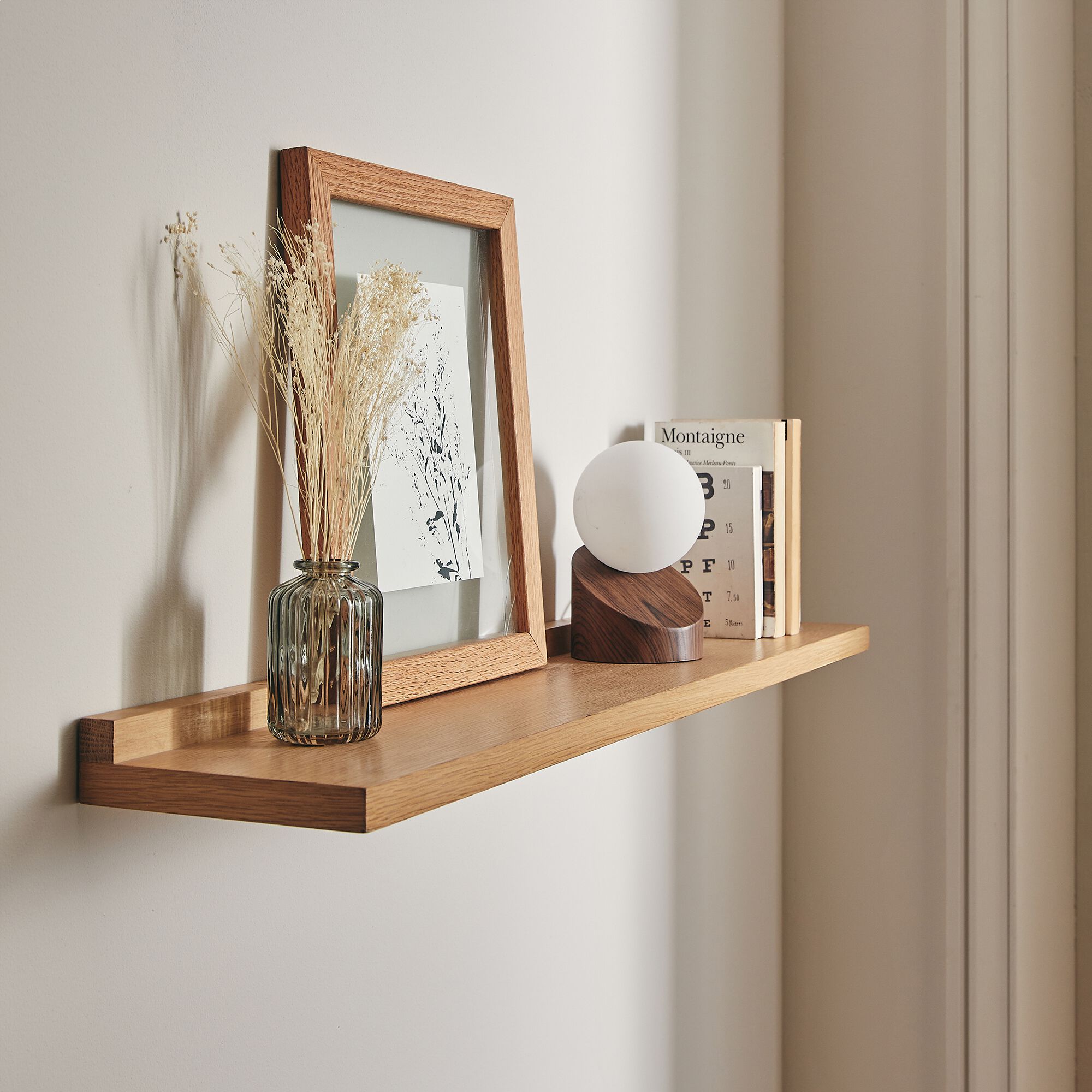 TASSIA - Étagère murale plaquée chêne - L86,6cm