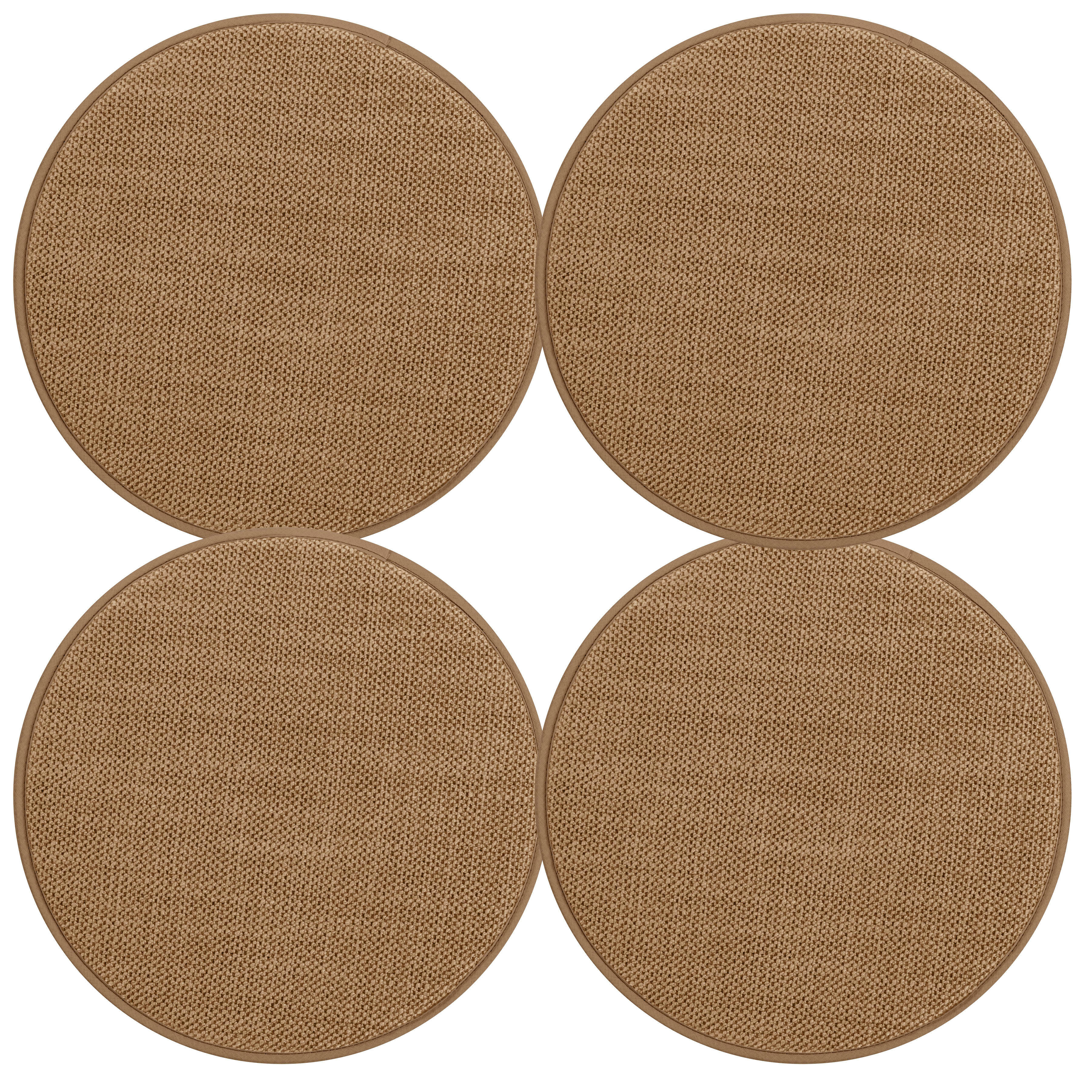 AUSTIN - Galettes de chaises rondes caramel bi-matière-Lot de 4 - env.Ø 35cm