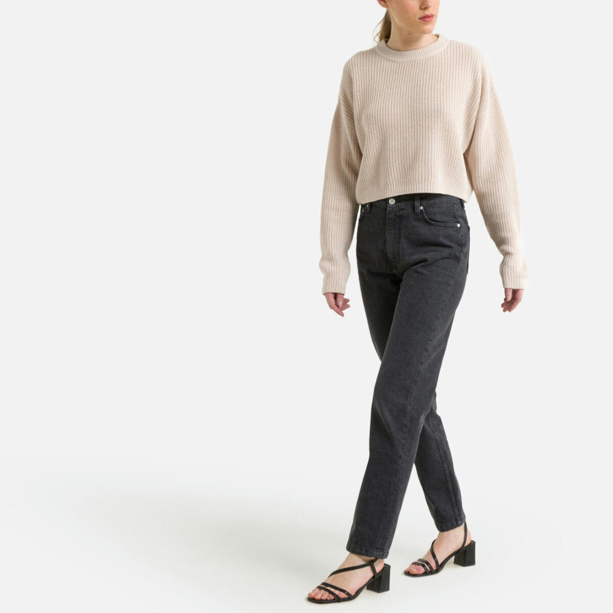 Pull cropped en fine maille